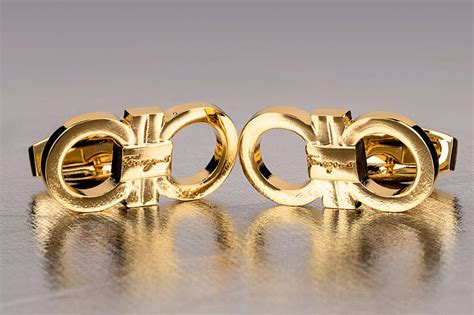 salvatore ferragamo cufflinks gold.